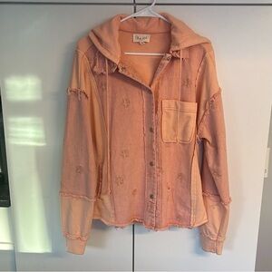Women’s Oli & Hali Blush Peach Star Jean Jacket with Hood. Size S